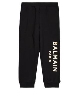 Хлопковые спортивные штаны с логотипом Balmain, черный