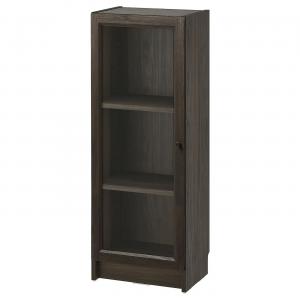 Книжный шкаф со стеклянной дверцей BILLY/OXBERG IKEA, 40x30x106 см, цвет dark brown/oak effect