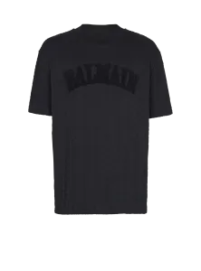 Футболка с монограммой из махры Balmain, черный