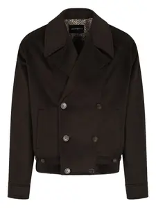 Двубортный пиджак с пуговицами Emporio Armani, коричневый