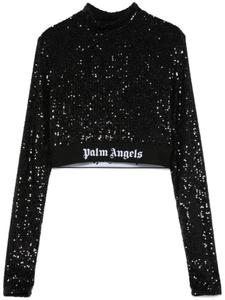 Palm Angels топ с логотипом и пайетками, черный