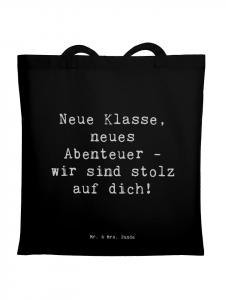 Mr. & Mrs. Panda Сумка для покупок с надписью "Приключения в первый день школы..." черного цвета