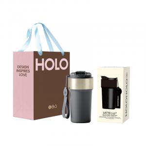 HOLOHOLO Термокружка для кофе 316L нержавеющая сталь, керамическое покрытие серый, белый 500мл