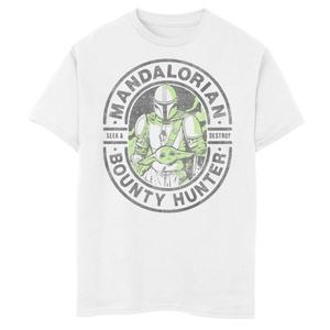 Футболка с изображением цветного круга и портрета «Мандо и ребенок» для мальчиков 8–20 лет «Звездные войны» Star Wars, белый