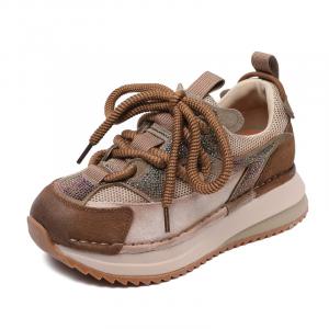 Амортизирующие, противоскользящие, износостойкие, дышащие, увеличивающие рост, низкие повседневные туфли для женщин Devanro, Dark Brown