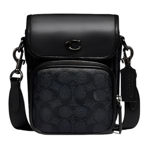 Кожаная сумка через плечо, миниатюрная наплечная сумка мужская черная COACH