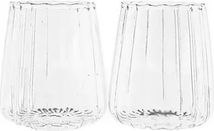 Набор из 8 стаканов Luana Corta объемом 350 мл с рельефным рисунком из боросиликатного стекла. Almina