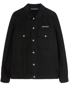 Джинсовая куртка с вышитым логотипом PALM ANGELS, черный