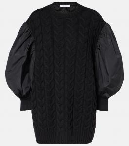 Мини-платье из трикотажной шерсти Ancella Max Mara, Solido Nero