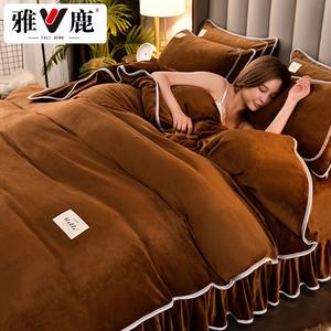 Yalu Пододеяльник 200х230 см, зимний молочный вельвет, двусторонний фланелевый, утолщенный, цвет Coffee