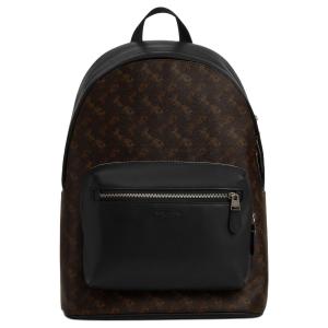 COACH Кожаный рюкзак унисекс большого размера с тканевыми вставками и искусственной кожей на задней части цвет трюфель