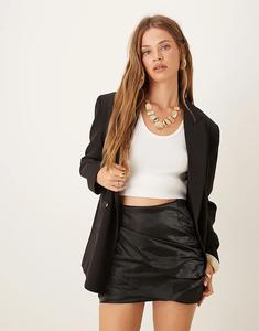 Коллектив The Label Мини-юбка со сборками из черного мерцающего шёлка