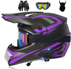 Шлем HCYPUNK Bluetooth для мотокросса, фиолетовый
