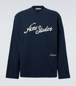 Футболка из хлопкового джерси с логотипом Acne Studios, Deep Blue