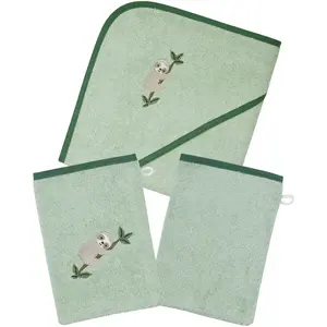 Набор полотенец Ленивец helloliv с капюшоном, с 2 мочалками с милой вышивкой ленивца Wörner, Helloliv