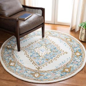 Ковер SAFAVIEH, 153 x 153 см, Micro-Loop Collection Ivory/Blue MLP953A ручной работы из премиальной шерсти