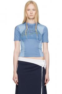 Синяя футболка с регенерированным рисунком для малышей Marine Serre