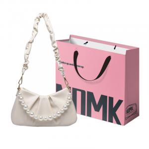 Кроссбоди PU через плечо женская белая NOMK, черная жемчужина