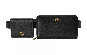 Gucci Кожаная сумка-кошелек/поясная сумка, унисекс, черная