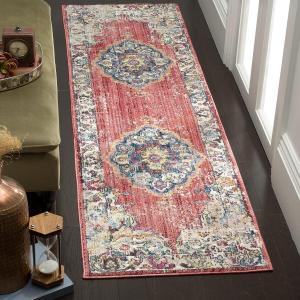 SAFAVIEH, 69 x 183 см, Ковер-дорожка Bristol Collection Rose / Light Grey BTL343B в стиле бохо-шик с медальонным узором и эффектом потертости