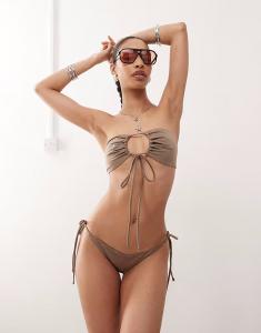 Плавки-бикини с завязками по бокам в будние дни цвета моль