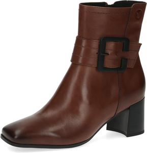 Женские ботильоны на шнуровке с каблуком Caprice, Cognac Nappa