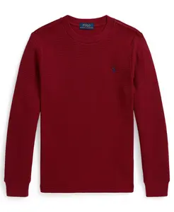 Мальчики 2-7 лет вафельная хлопковая футболка с длинным рукавом Polo Ralph Lauren, красный