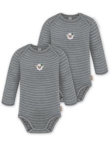 Normani Outdoor Sports Комплект из 2 детских боди с длинными рукавами из мериносовой шерсти, цвет серый в полоску, Окленд