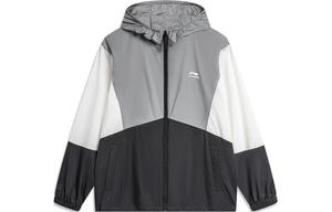Li Ning Мужская куртка на подкладке, Идеальное сочетание серо-черных цветных блоков