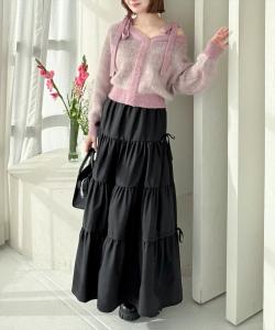 Вязаный кардиган с открытыми плечами в клетку с ленточками