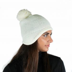 Массивная шапка-ушанка с помпоном Portolano, цвет panna