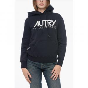 Толстовка с капюшоном из хлопка и флиса с контрастным логотипом Autry, Blue