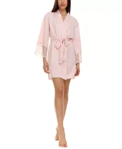 Матовый халат с запахом и кружевом Kit Heart Flora by Flora Nikrooz, розовый