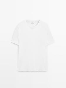 Пижамный топ с короткими рукавами и полосатые брюки Massimo Dutti, черный