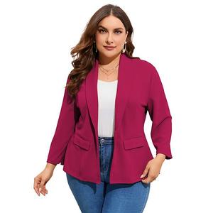 Блейзер для женщин plus size с длинным рукавом и одной пуговицей Seoria, Rose Red