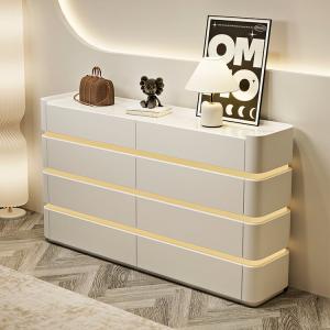 Mikemijia Комод 40 см глубиной для спальни и прихожей настенный, 8 ящиков, кремово-белый, сборка ножек требуется