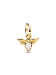 Шарм Pandora White Bee Mini Dangle, 14-каратное золотое покрытие