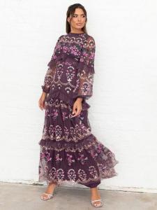 Прозрачное платье макси с круглым вырезом и рюшами из тюля Maya Deluxe