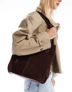 Glamorous сумка-тоут из искусственной замши шоколадно-коричневого цвета