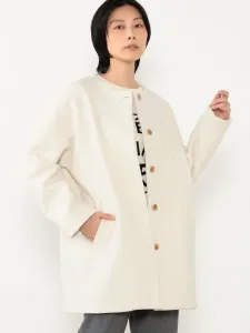 Пальто-кокон с воротником-стойкой Nicole White, цвет 28 Off White