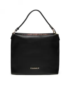 Черная сумка-хобо с вставкой с животным принтом. Nerogiardini, черный