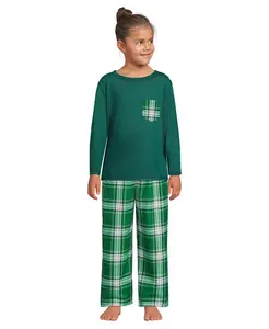 Большие девочки мягкая джерси топ для сна с карманом Lands' End, зеленый