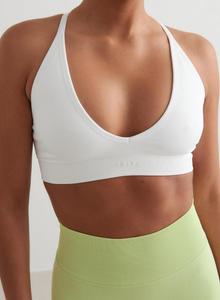 AIM'N Женский спортивный бюстгальтер для йоги, бесшовный, с перекрещивающимися бретелями на спине и глубоким вырезом, белый