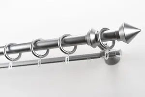 Карниз для штор GARESA "PALMI", 2 направляющие, желаемая длина, пластиковый комплект для штор, выдвижной, кончик кнопки, с кольцами 100 см, Ø28мм, цвет mattchromfarben