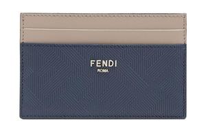 Кожаный кардхолдер мужской синий и бежевый FENDI