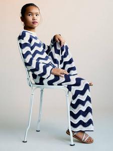 Детские хлопковые брюки Halip с открытой вязкой зигзаг Mango, Medium Blue