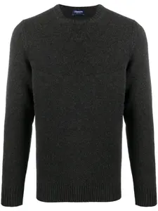 Кашемировый джемпер с окантовкой в рубчик Drumohr, серый