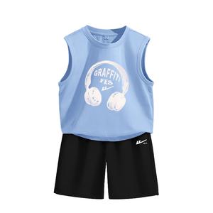 Повседневный спортивный комплект из 2 предметов для детей 3-7 лет WARRIOR, синий/h headphone-черный/h белый warrior little k