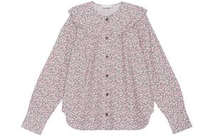 Рубашка из органического хлопка с цветочным принтом GANNI, серый