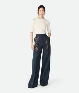 Wool and cotton pants BOTTEGA VENETA, полуночно-синий